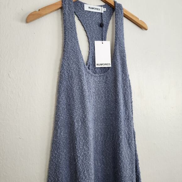 NEW Rumored Cloud Nine Racerback Textured Knit Maxi Dress Denim Blue Medium - Picture 8 of 10